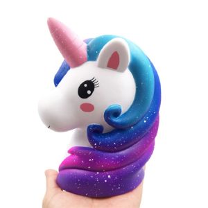 ZEEMIN Jumbo Colorful Unicorn Head Squishy Soft Slow Rising Scented Squishy Kids Grownups Stress Relief Squeeze Toys Toy 13*11*7.5 CM