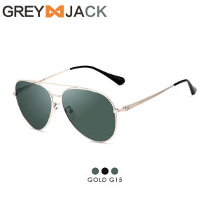 Grey Jack Kacamata Hitam Sunglasses Polarized Anti Silau UV400 Model Aviator Bahan Metal Ringan Pria Wanita 8259