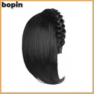 Bopin Tóc giả cho phụ nữ tóc ngắn Headband với tóc tóc tóc giả xương cá với tóc giả tích hợp tóc vá phụ kiện tóc