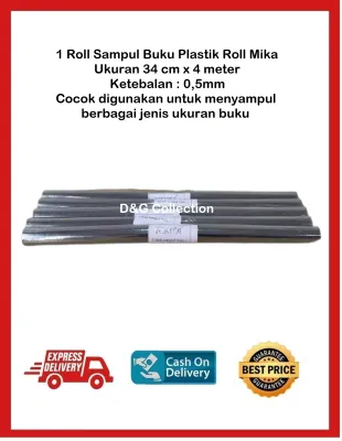 1 ROLL SAMPUL BUKU MIKA GULUNG / SAMPUL PLASTIK ROLL BENING 34CM X 4 METER