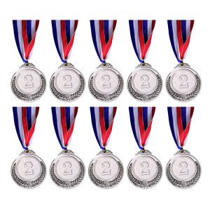 [UEB Mall] 10Pcs Winner Medals Zinc Alloy with Neck Ribbon 2 Inch for Kids Childrens Events