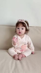 Newborn a Autumn-style long-sleeved romper pure cotton seamless jumpsuit for boys and girls breathable crawling outfit