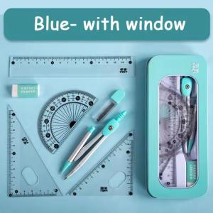 7 Pcs/set Mathematical Ruler Set Multi-function Compass Geometry Set Drawing Tools School Supplies