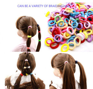 100pcs Children Cute Girls 2cm Colorful Ring Elastic Hair Bands Accessories Ponytail Holder Elastic Hair Band