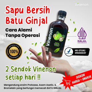 PAKET HEMAT 2 BOTOL VINENON - Cuka Mengkudu 100% Asli - Hancurkan Batu Ginjal - Normalkan Asam Urat