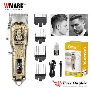 Alat Cukur Rambut Kemei KM-2380 Hair Clipper Professional Rechargeable Electric Digital LED Display Cordless Body Metal Haircut Machine Mens Mesin Cukuran KM 2380
