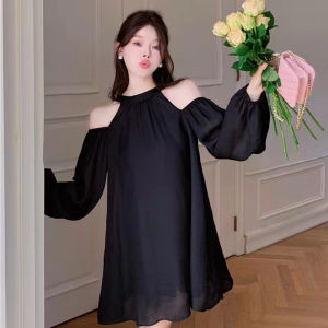 🌟CORE🌟dresses women new style 2025 Women Puff Sleeve Off Shoulder Dress Elegant Loose Midi Dress