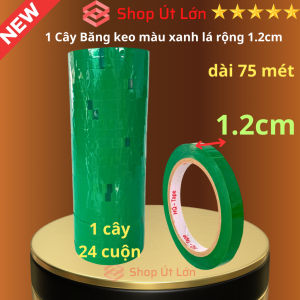 Băng keo màu xanh lá OPP rộng 1.2cm dài 75 mét lõi giấy 3mm 1 cây 24 cuộn giá tại xưởng