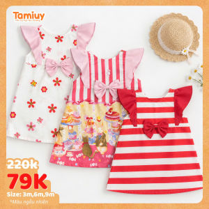 Váy Chữ A Bé Gái Tamiuy - Cotton Mềm Mịn Đính Nơ Nhiều Màu Xinh Xắn Cho Bé Sơ Sinh