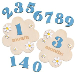 FZIPUA 3D Flowers Baby Monthly Milestone Cards Wooden Double Sides Newborn Photography Props Fashion DIY Number Month Girls Boys