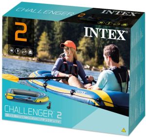 Intex 68367 Challenger 2 Inflatable Boat Set For 2 Persons Fishing Boat Canoeing+Paddles+Pump/Kayak Angin