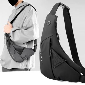 R3LRW0X Multifunction Men Shoulder Bag Solid Color Triangle Bag Messenger Bag Sports Style Zipper Crossbody Bags Boy