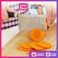 Pisau Kentang Potato Cips/ Pisau Ulir Bergelombang/Cutter Pisau Zigzag Gerigi Kentang Gagang Kayu. 