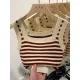 ZD Color Block Striped Square Neck Knitted Vest Camisole for Women Slim Fit Summer New Versatile Outerwear Top. 