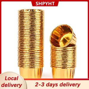 [COD] SHPYHT Local delivery Ship within 24 hours 50pcs mini cupcake Foil Cupcake Wrapper Paper Gold Silver Cupcake Baking Cups