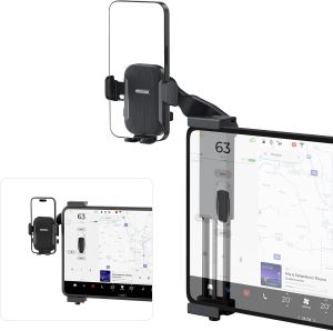 Adjustable Tesla Phone Mount Car Phone Holder for Model 3 and Model Y No Glue RequiredCenter Console Display iPhone Holder Touchscreen Phone Mount for Tesla Fits for All Phone(Black)