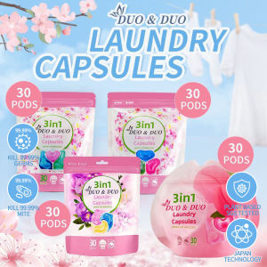 [DuoDuo]Plant Based Singapore SGS tested Refill 30 pods/pack  3 in 1 Laundry Capsules / Green Fruits Scent / Mix Scent/Fressia/Peach scent