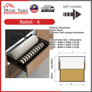 MIRAI Drawer Basket Kitchen Organizer Cabinet Side Pull Out Basket Storage Basket Black Box Series