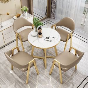 Yali Home Dining Set Nordic Round and 4-Chairs light luxury table&chair combination coffee table set