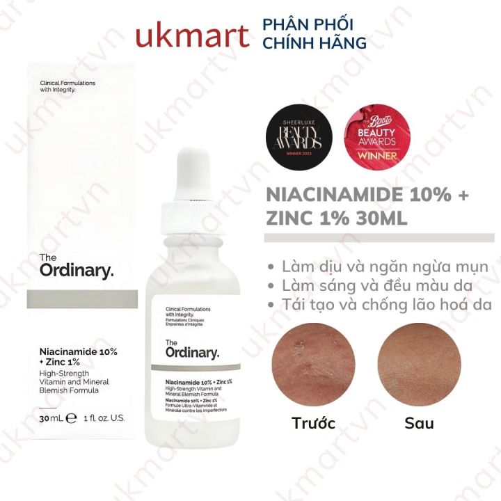 The Ordinary Niacinamide 10% + Zinc 1% Tinh Chất Kiềm Dầu Giảm Mụn Mờ Thâm 30ml - 60ml