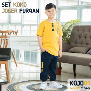 Hooflakids Setelan Anak laki laki Umur 5 sampai 12 Tahun Anak Koko Jogger Muslim