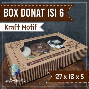 (50 pcs) Dus Donat Jendela Isi 6 Uk. 27x18x5 cm . Box Donat Jendela . Box Roti . Kotak Donat Isi 6