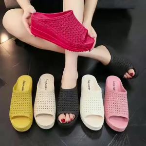 [Free Shipping] Summer womens sandals for outdoor wear thick-soled wedge fashion beach shoes mesh hollow platform womens slippers