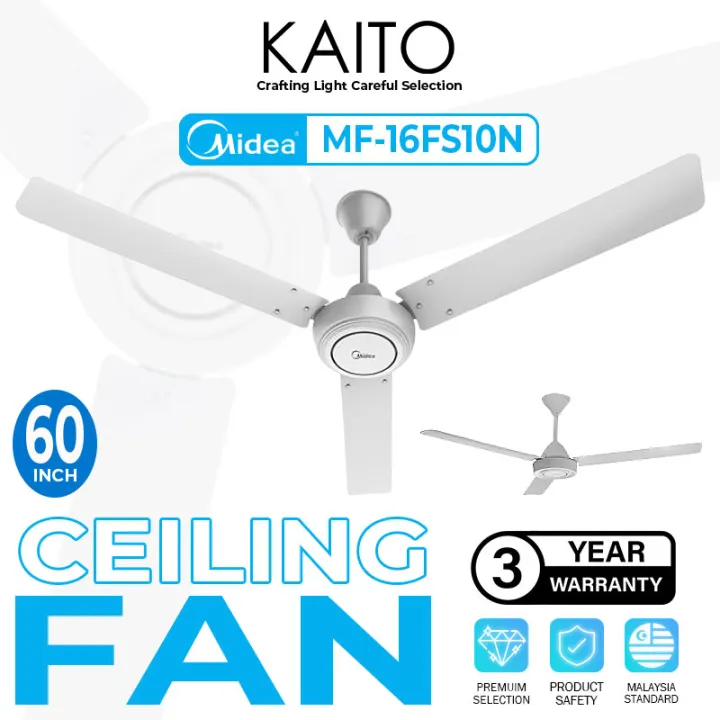 MIDEA Ceiling Fan 3 Blade Fan Fast Cooling Air Flow Kipas Angin Meja 60 Inches MFC-60A23-WT Powerful 3 Wind Speed