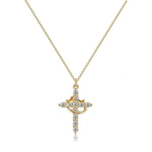 Faith Silver Crosses Pendant Stylish Crowns Necklace Jewelry Accessory Portable for Fashionable Casual Wear Daily Use