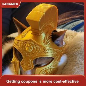 【CANAMEK 】 Cat Helmet Roman Centurion Design 3D Printed Creative Lightweight Pet Costume for Themed Party Cosplay Festival