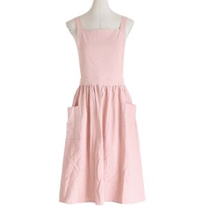 LUMIYA Bắc Âu Tạp Dề Vải lanh Bông Phong cách Hàn Quốc Đầm công sở Chất lượng cao Tạp dề nhà bếp