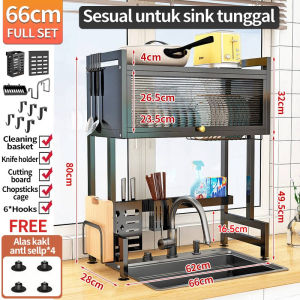 Elegan Home Rak Piring Wastafel Stainless Steel / Rak Dapur Multi-fungsi Dengan Penutup