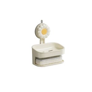 CURRANT Plastic Suction Cup Soap Holder Drill-Free Wall Mounted Vacuum Suction Soap Dish Practical Removable Soap Sponge Holder for Home