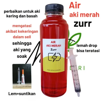 Air Aki Merah Zurr - Aki kering dan Basah Performa Aki Maksimal Awet & Tahan Lama (250ml)