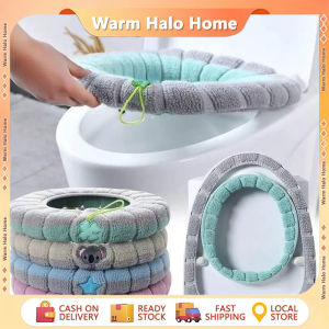 2PCS Universal Knitted Toilet Seat Cushion Warm Toilet Seat Cover Mat Toilet Pad with Handle Thicker Soft Washable