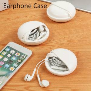 LYMEDIA ABS Round Shaped Rotating Storage Pocket Earphone Case Data Line Box Wire Cable Organizer Jewelry Protective