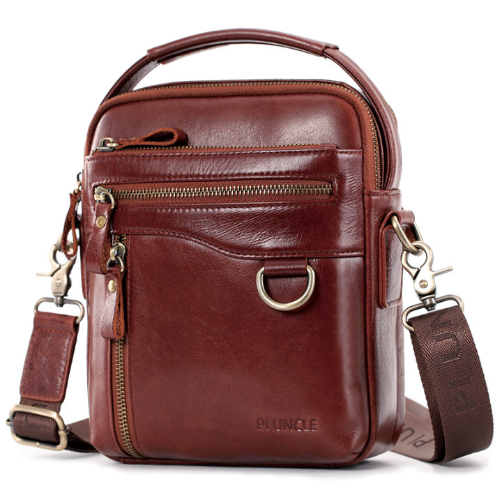 High Quality PIUNCLE Brand Vintage Leather Male Handbags Shoulder