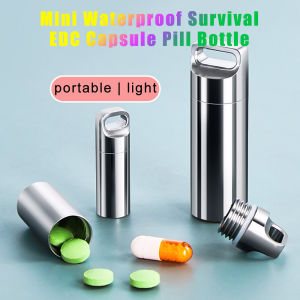 1/2PCS Mini Stainless Steel Waterproof Outdoor Survival EDC Capsule Pill Bottle