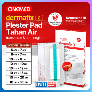 ONEMED - Plester Luka Besar DERMAFIX T Anti Air | Plester Transparan dengan Pad Anti Lengket P3K