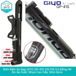 Bơm Mini Xe Đạp GIYO GP 41S Có Đồng Hồ Đo Áp Suất – Nhỏ Gọn Tiện Lợi Đa Năng