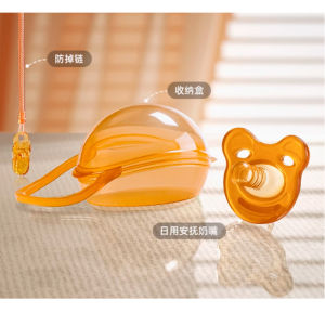 Soft liquid silicone pacifier cartoon design portable teething toy set baby pacifier storage