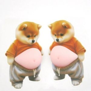 INVADER Squeezable 3D Shiba Inu Stickers Chubby Shiba Inu Dog Belly Sticker Phone Case Decoration Soft Pink Background Silicone Self-Adhesive Childrens Birthday Party