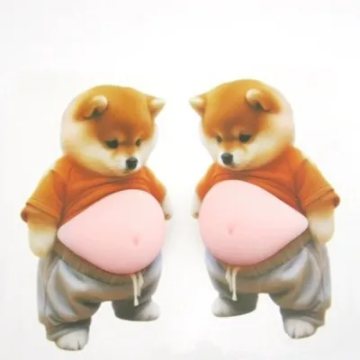 PAN6303936269 Chubby Shiba Inu 3D Shiba Inu Stickers Dog Belly Sticker Squeezable Silicone Self-Adhesive Cute Soft Pink Background Phone Case Decoration Childrens Birthday Party