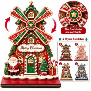 CHLOCH Có thể xoay. Tượng cối xay gió Nhỏ gọn 3D Tượng Ngôi Nhà Bánh Mì Quyến rũ Làm thủ công Trang trí bàn ăn dịp Giáng sinh. Trang trí nhà cửa trong dịp lễ