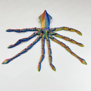 NOBLELYN Movable Joints 3D Printed Model Toy Action Figures Ornament Squid Model Octopus Model For Kids Gift
