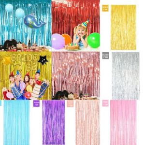 Rain Fringe Metallic Foil Curtain Birthday Wedding Party Background Wall Deco