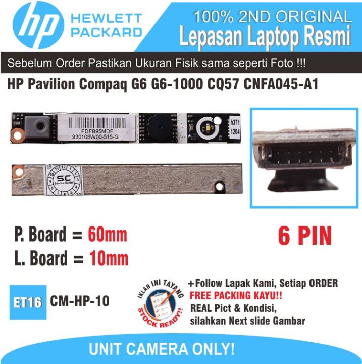 ET16 CM-HP-10 WEBCAM CAMERA LAPTOP HP PAVILION G4 G4-1335TX