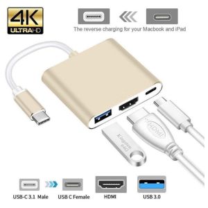 P 3 In 1 USB 3.0 Type C To HDMI USB 3.0 Type-C Converter Cable Thunderbolt 4K Ultra HD Adapter Hub 三合一 Type C 转 HDMI USB Type-C 2735