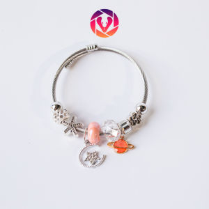 Vòng charm đeo tay đính hạt họa tiết ngôi sao và mặt trăng phong cách Hàn Quốc