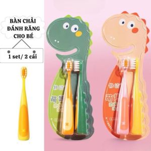Bàn Chải Đánh Răng Cho Bé Hình Khủng Long Dễ Thương – Lông Siêu Mềm Tay Cầm Chống Trượt Set 2 Cái
